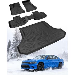 Floor Mats & Cargo Liner for Dodge Charger 2011-2023: Charger RWD/for Chrysler 300 RWD Custom Fit All Weather TPE Rubber Car Floor Mats, 4PCS Set Black Waterproof Carpet Protection Accessories in Kuwait