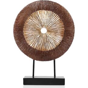 DOVDOV Wood Color Round Irregular line Statue, Unique Home Sculpture, Brown Home Decor for cabinets Above Coffee Table, entryway Table top TV Stand, Dining Table Centerpiece in Saudi Arabia