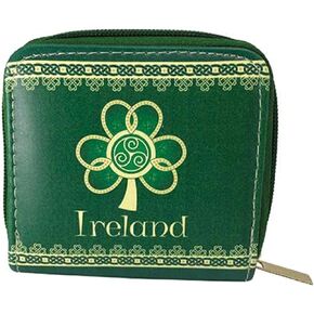 Irish Shamrock St. Patrick's Day Lucky Sign Money Mini Leather Wallet 4.33'', Green in Kuwait
