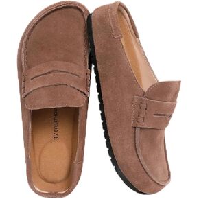 Lofel | Genuine Suede Clogs for Women Comfortable Womens Clogs Memory Foam Insole Slip-On Mules with Cushioned Arch Support Footbed in Kuwait