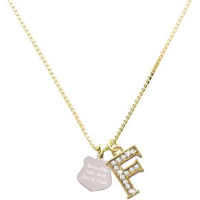 مجوهرات ديلايت شارة شرطة تحافظ على سلامته من الفولاذ المقاوم للصدأ - قلادة ساحرة أولية من الكريستال الذهبي، 17.5 بوصة + 2 بوصة in Kuwait