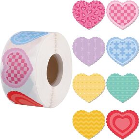 500 PCS Heart Stickers Roll, 8 Colors Self-Adhesive Writable Heart Labels Easter Decorative Sticker for Wedding Mother's Day Supplies(1.5×1.3in) in Saudi Arabia