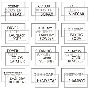32PCS Laundry Room Labels Waterproof, Clear Laundry Labels for Jars, Transparent Stickers for Organizing Bottles, Detergent Dispensers & Storage Containers (2.8"X1.7") in Kuwait