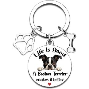 Boston Terrier Gifts for Women Men Boston Terrier Keychain Dog Mom Dog Dad Keychain Mother’s Day Valentine's Day Birthday Gift for Pet Owners Christmas Dogs Stocking Stuffers for Girls Boys in Kuwait