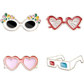 دبابيس طية صدر السترة من مينا هاواي، 4 قطع صغيرة من دبابيس النظارات الاستوائية للطوق، والقبعات، والحقائب، وإكسسوارات أزياء حفلات هاواي (نمط مختلط) in Kuwait