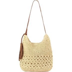 حقائب الشاطئ للنساء، حقيبة شاطئ منسوجة للصيف، حقائب كتف كبيرة مصنوعة يدويًا لقضاء عطلة الصيف in Kuwait