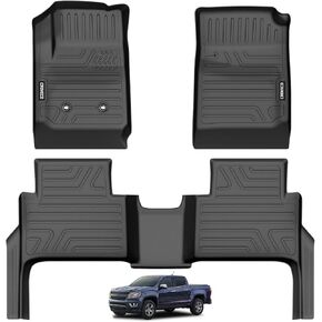 سجادات أرضية لسيارة 2019-2026 Chevy Silverado/GMC Sierra 1500 Double Cab & 2020-2026 Silverado/GMC Sierra 2500HD/3500HD كابينة مزدوجة (تلائم مساحة التخزين الخلفية أسفل المقعد)، بطانات أرضية TPE، 3 قطع باللون الأسود in Kuwait