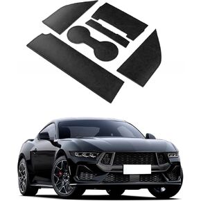 KUNGKIC for Ford Mustang 2024 2025 PU Car Non-Slip Cup Holder Insert Glove Compartment Mat Door Pocket Mats Anti Dust Interior Essentials Decoration Accessories (Black) in Kuwait