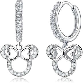 أقراط هوب الفأرة من الفضة الإسترليني تشيكوسلوفاكيا جوفاء على شكل قوس فأر متدلي أقراط هوجي أقراط رقيقة لامعة أنيقة وبسيطة كرتونية جميلة هدايا مجوهرات للنساء والزوجة والصديقة وحفلات الزفاف وأعياد الميلاد in Kuwait