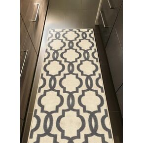 Kapaqua حجم مخصص العاج المغربي تعريشة المطاط المدعومة عدم الانزلاق المدخل درج عداء البساط 22in X 8ft in Kuwait