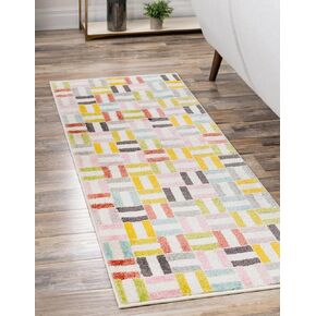 سجادة منطقة فريدة من نوعها من مجموعة Loom Whimsy Kids - Chicklets (2' 2" x 3' 11" عداء، متعدد/أسود) in Saudi Arabia