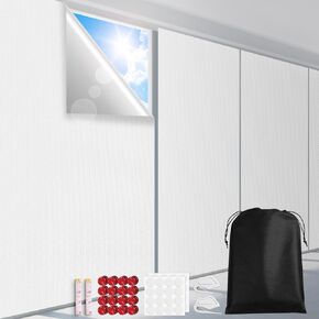 ستائر تعتيم بنسبة 100%، طبقة غطاء نافذة سوداء محمولة، ورقة قماش ظلال تعتيم قابلة للقطع، بدون ستائر نافذة مثقبة، مانع ضوء حرارة الشمس لغرفة نوم النوم في وسائل الإعلام، 57 بوصة عرض - عبوتان in Kuwait