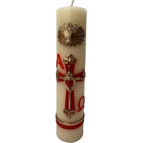 Easter Lent Paschal Candle Wax Alpha Omega Red Cross 8"x 2" Cirio Pascual Semana Santa in Kuwait