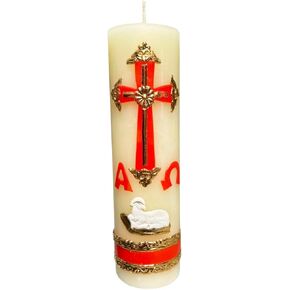 Cirio Pascual Rojo Alpha Omega Candle for the Easter Celebration - Devotional Candle - Confirmation o confirmacion boda o bautizo - Baptism candle or wedding Candle - Vela de matrimonio easter candles in Kuwait