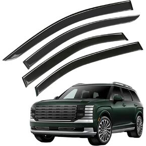 حاجب الرياح لحاجب النافذة، 4 قطع من واقيات المطر الشريطية لسيارة Hyundai Palisade لعام 2026، واقيات تهوية جانبية للنافذة الجانبية للتركيب الخارجي، باللون الأسود in Kuwait