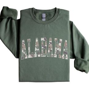 FITIN Unisex Camo Varsity Crewneck Sweatshirt –State Pride College Style Pullover, Multiple Styles Available in Kuwait