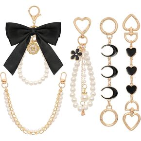 5 Pcs Bag Extender Chain Bow Keychain Pearl Bag Chain Handbag Strap Replacement Purse Charms Accessories for Bags in Kuwait
