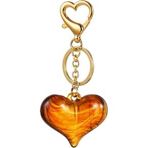 Chic Resin Bow Keychain, Brown Acrylic Heart Keyring with Lobster Clasp for Bag, Purse, Car Keys in Kuwait