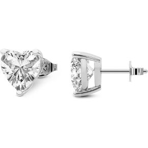 IGI Certified 2 Carat - 6 Carat Heart Shape Solitaire Lab Diamond Stud Earrings 3 Prong | F-G Color, VS1-VS2 Clarity | 14K Gold | Friendly Diamonds Earrings in Kuwait