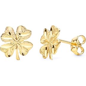 14K Yellow Gold Clover Crucifix Stud Earrings (8 X 10mm) in Kuwait