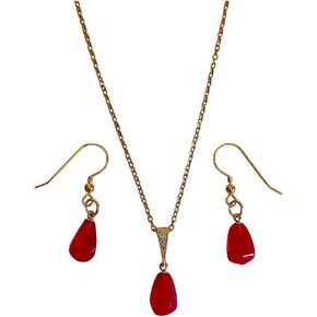 Handmade Glass pomegranate seed necklace with earrings in Kuwait