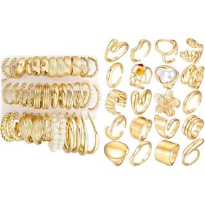 مجموعات عيد الميلاد مجموعة مكونة من 18 زوجًا من الأقراط الذهبية و20 قطعة من خواتم الذهب in Kuwait