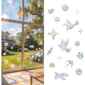 83 Pcs Bird-Friendly Window Clings – Anti-Collision Decals to Protect Birds – Non-Adhesive Reusable Stickers with Stars, Circles, Diamonds & Birds for Glass Doors & Windows in Kuwait