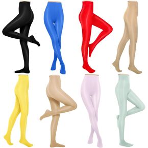 8 Pairs Women's Multi Colored Tights Pack Ultra Shiny Sheer Shimmer Tights Solid Color Pantyhose Legging Control Top Footed Tight Silky Smooth High Waist Pantyhose in Kuwait