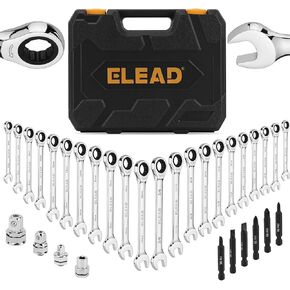 33-Piece Combination Ratchet Wrench Set | CR-V Steel | SAE & Metric Sizes | 72-Tooth Gear Design | Organizer Carry Case | Ideal for Mechanics & DIY in Kuwait