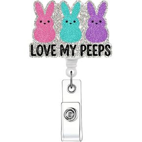 Funny Easter Bunny Rabbit Retractable Badge Reel ID Tag, with Alligator Clip,24in Nylon Cord, Nurse Office Employee Name Badge in Kuwait