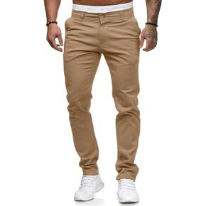 HUNGSON Mens Chinos Slim Fit Stretch Flat-Front Skinny Dress Pants in Kuwait