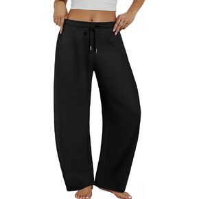 Women’s Barrel Sweatpants Wide Leg Lounge Sweat Pants with Pockets Drawstring Elastic Waisted Baggy Casual Trousers in Kuwait