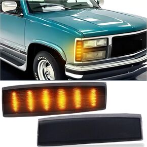 Amber Lens LED Front Corner Lamp Side Marker Lights Kit for 1988-1993 GMC Sierra Suburban C1500 C2500 C3500 | K1500 K2500 K3500 | 1992-1993 Yukon | Plug & Play Direct Replacement (Amber Lens) in Kuwait