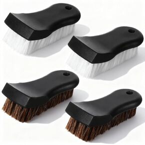 مجموعة فرش تنظيف المفروشات المكونة من 4 قطع، فرشاة تنجيد السيارة بشعر الحصان وشعيرات النايلون للجلد والسجاد والأريكة والقوارب والتفاصيل الداخلية للسيارات in Kuwait