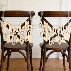 2PCS Wooden Mommy to Be & Daddy to Be Chair Signs Set, Baby Shower Chair Sign for New Mom Dad Party Baptism Gender Reveal Decorations in Kuwait