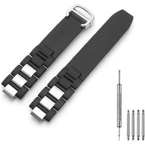 20mm Black Rubber Silicone Watch Band Made for Cartier Watch with Stainless Steel Watch Buckle in Kuwait