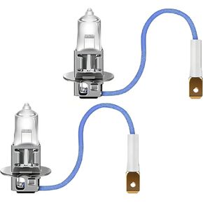 2 PCS H3 Car Halogen Fog Light Bulb, 12V 55W Warm White 360 Degree All-round Lighting, High Transmittance Quartz Glass, Plug and Play Replacement, Universal for Most Cars (Warm White Light) in Kuwait
