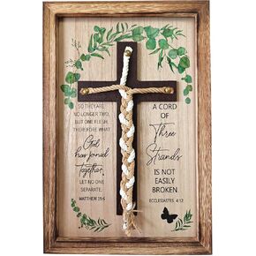 Cord of Three Strands, Unity Wedding Cross for Ceremony 15x10 Inch - Christian Wedding Gift Ideas for Couples, Ecclesiastes 4:12 Rustic Eucalyptus Design in Saudi Arabia