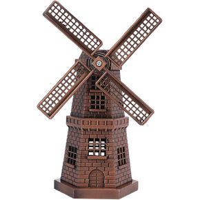 WQAPVHBG Metal Windmill Decoration, Retro Dutch Windmill Statue, 5.1 x 3in Courtyard Decoration Windmill for Office Desktop Decoration, Red Bronze Color in Kuwait