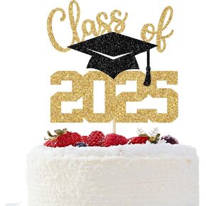 Class of 2024 Cake Topper, Congrats Grad Cake Decorations, Happy Graduation, High School/College/University Graduation Party Decorations, Gold Glitter in Kuwait