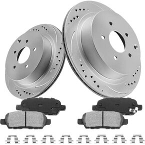 مجموعة فرامل بديلة للسيارات الخلفية Anpulsero، وسادات فرامل دوارات الفرامل المشقوقة المثقوبة المتوافقة مع 2003-2007/2009-2022 Nissan Murano، 2013-2020 Nissan Pathfinder| مطلي بالهندسة| 307.6 ملم (12.1 بوصة) in Kuwait