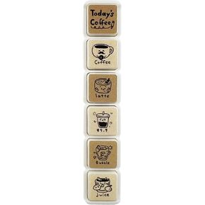 6-in-1 Pre Self-Inking Planner Stamp Set - Portable Vintage Coffee Multi Stamps for Bullet Journal, Travel -80mm x 15mm (6 Themes) in Kuwait