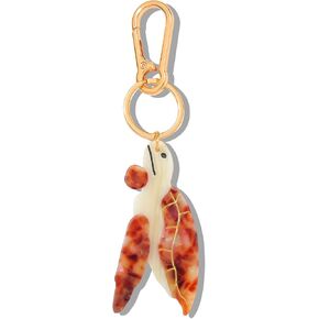 Sea Turtle Bag Charm & Keychain - Realistic Acetate Turtle with Gold-Tone Shell Ring & Lobster Clasp in Kuwait