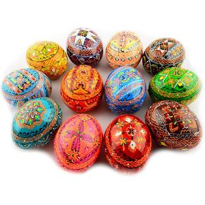 Easter Painted Eggs Wooden Ukrainian Pysanky Pysanka. Polish Pisanki. Czech Kraslice. Set of 12 in Kuwait