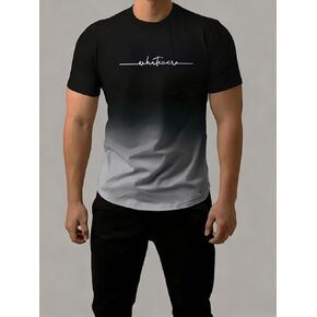 Mens Gradient Color T Shirt Short Sleeve Casual Slim Fit Soft Touch Crewneck Top for Daily Wear Street Style Travel in Kuwait