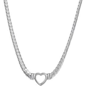Heart Pendant Cuban Link Chain Necklace, Choker，Gold Silver, Stainless Steel, 40cm Length, 21.5g Weight in Kuwait