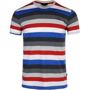 مجموعة تي شيرتات مخططة للرجال - تي شيرتات قطنية كاجوال ومريحة، مجموعة متنوعة من الألوان in Kuwait