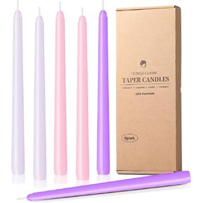 W&LESVAGO 4 Pcs Rose Print Taper Candles,10 Inch Rose Floral Patterns Ivory Dripless Long Candles Set for Wedding Anniversary Home Decor Dinner Party in Kuwait