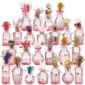 24 Set Wildflowers Table Centerpiece with Pink Bud Vases Thank You Cards Pink Vintage Glass Vases Spring Colorful Wildflower Centerpieces for Wedding Baby Shower Table Centerpieces Party Decoration in Kuwait