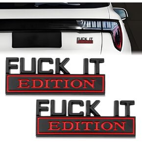 2 Pieces Fuck IT Edition 3D Metal Car Emblem Decals Universal High Gloss Auto Badge Sticker Weatherproof Fender Trunk Bumper Hood Decoration Replacement for All Cars Trucks SUVs(Black White) in Saudi Arabia